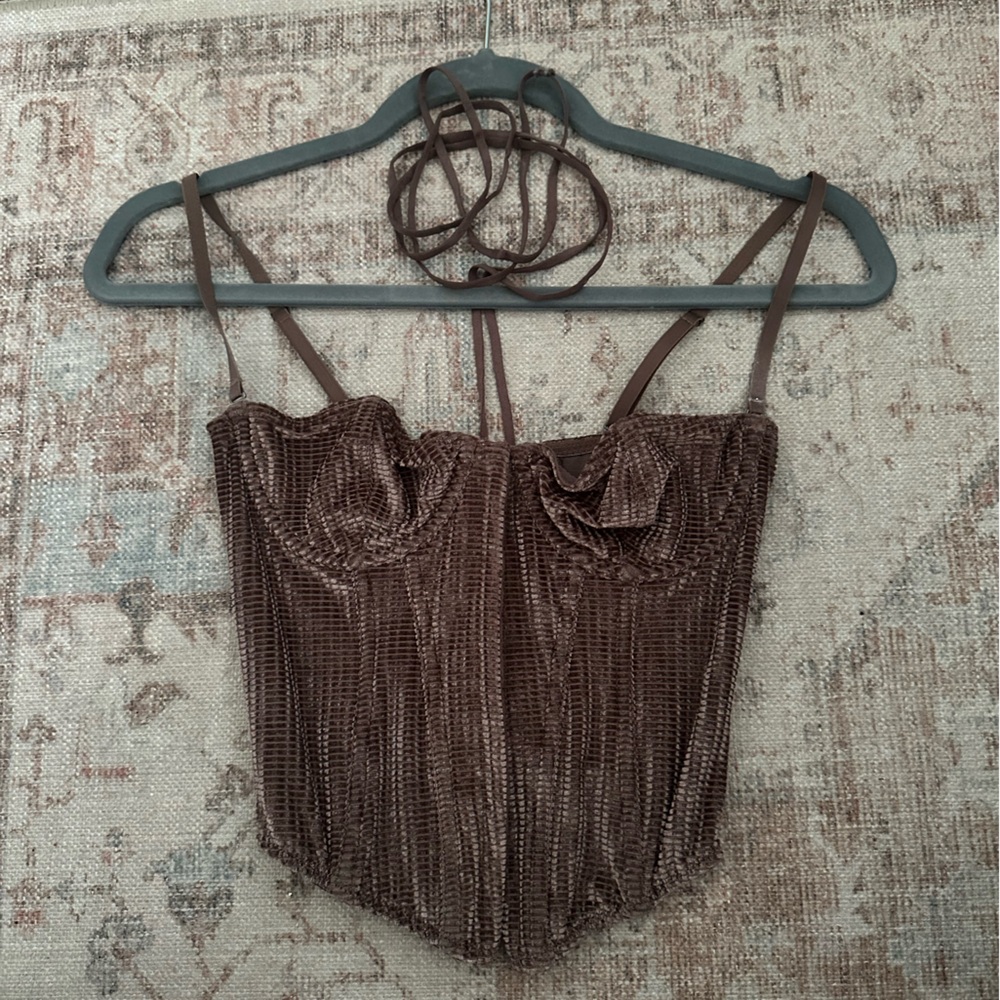 Urban Outfitters Brown Velvet Corset Top